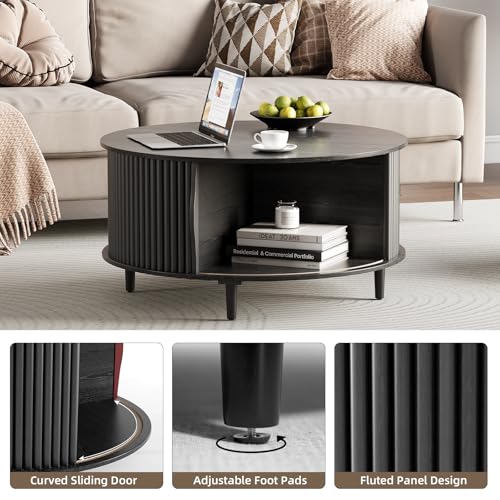 Round Coffee Table with Storage for Living Room
