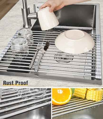 Roll Up Dish Drying Rack Over Sink