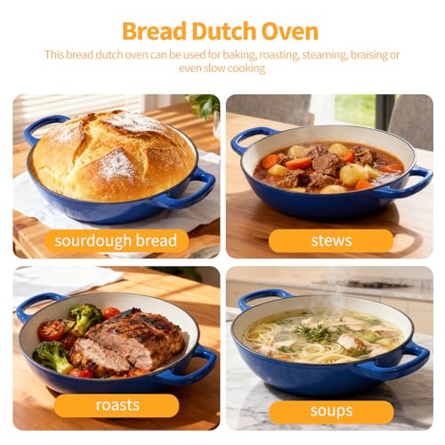 6QT Enameled Cast Iron Dutch Oven For Sourdough Bread Baking