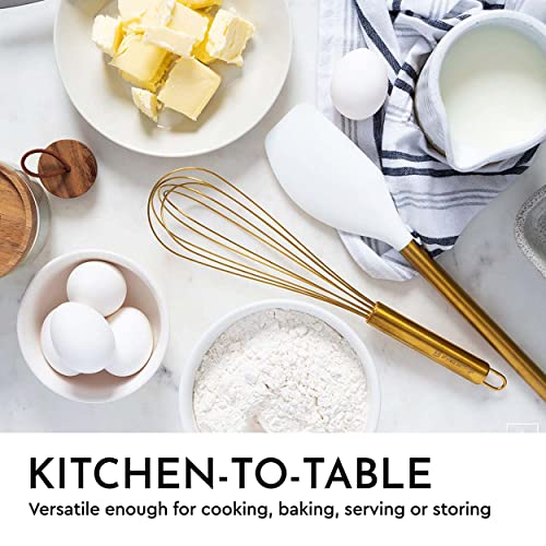 White and Gold Kitchen Utensils Set with Holder