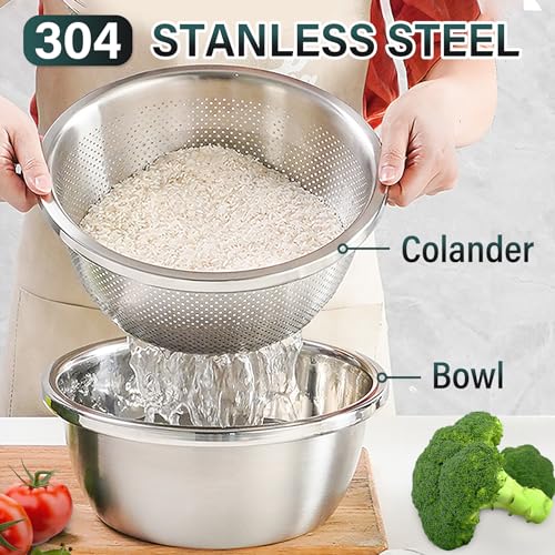 304 Stainless Steel Colander 2QT Microporous Colander & Mixing Bowl for Kitchen Cooking