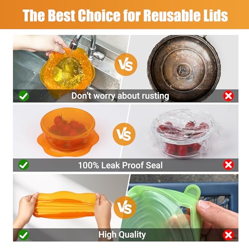 Silicone Stretch Lids for Food Storage in Fridge (6 Count)