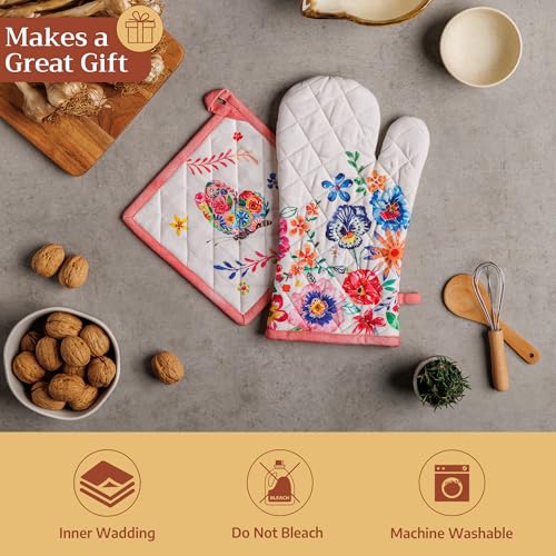 100% Cotton Oven Mitt & Pot Holder Set
