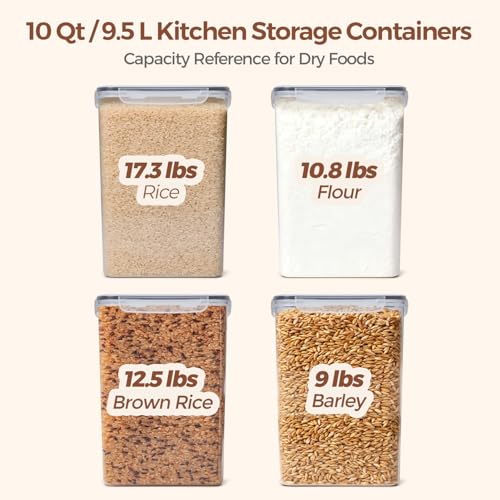 Airtight Rice Storage Container with Lid 10Qt 2Pack (2 Count)