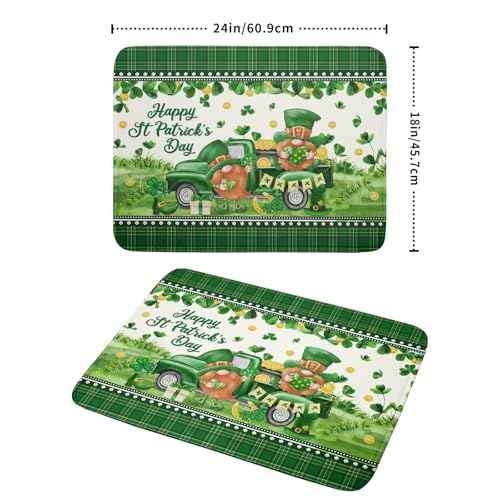 Shamrock Truck Dish Drying Mat Buffalo Check Dish Drainer Mat 18x24 inch Reversible Microfiber Quick Dry Rack Pad for Kitchen Counter Sink