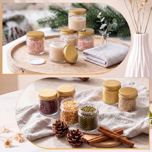 24 Pcs 4 oz Glass Jars with Gold Lid and Inner Liners (24 Count)