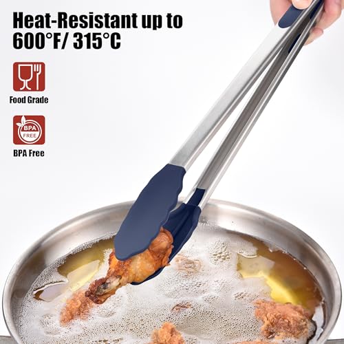 Kitchen Tongs with Silicone Tips for Cooking Serving