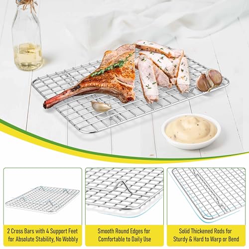 12x9 Inch Stainless Steel Cooling Rack Set Fit Quarter Sheet Pan