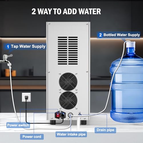 100 lbs Countertop Nugget Ice Maker Commercial with Water Dispenser