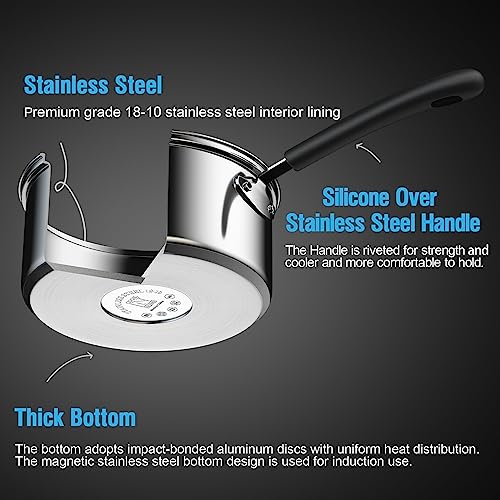 Professional 3 Quart Stainless Steel Saucepan with Lid
