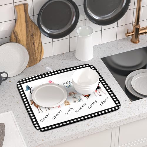 Farmhouse Animals Dish Drying Mat