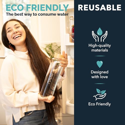 Pure Glass Reusable Water Bottle with Bamboo Lid