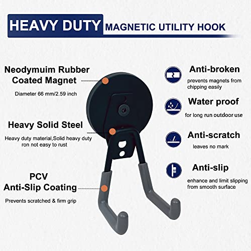4 Pack Heavy Duty Magnetic Hooks 2.6" Garage Storage Tools Gray