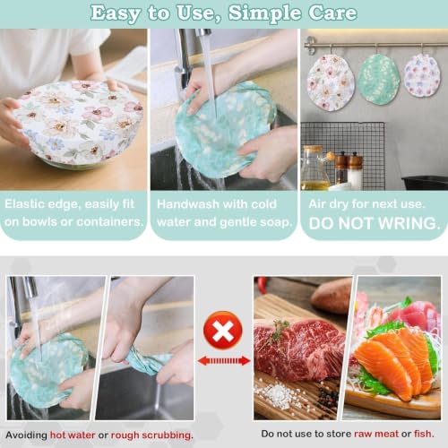 5Pcs Reusable Beeswax Elastic Bowl Covers for Bread Proofing and Food Cover (5 Count)