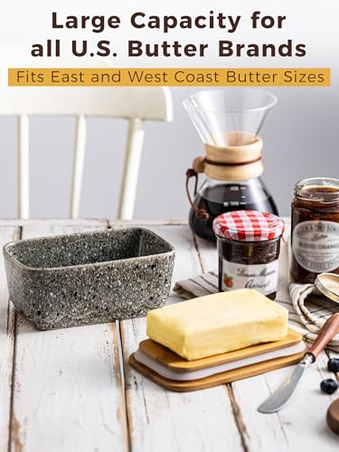 Ceramic Butter Dish with Lid for Countertop and Refrigerator