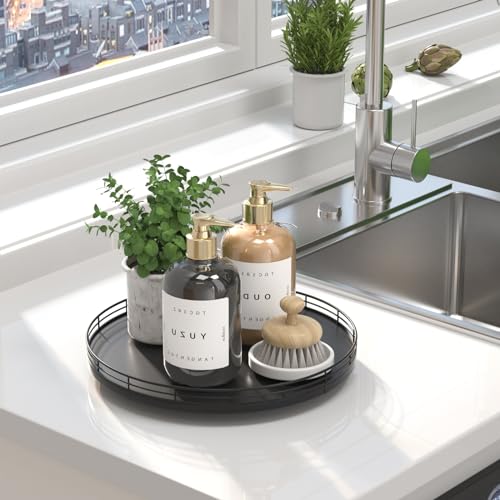 12 Inch Oak Lazy Susan Vanity Tray