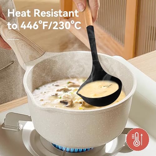 6 Pcs Silicone Kitchen Utensils Set Wood Handle BPA (6 Count)