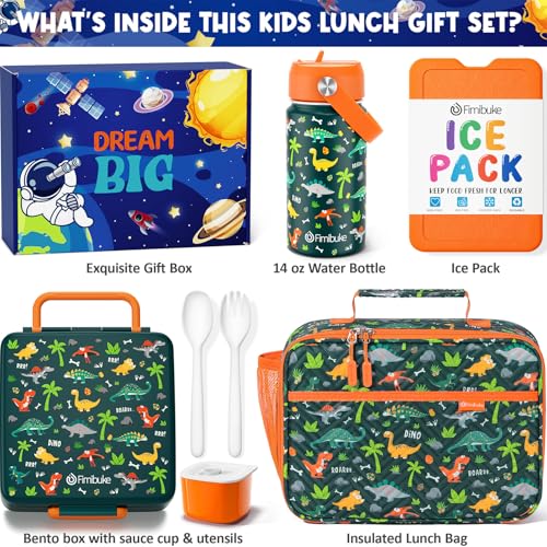 Kids Bento Lunch Box with Toddler Insulated Water Bottle Lunch Bag (7 Count)