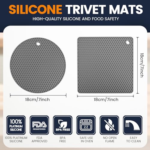 Silicone Trivet Mats 4 Heat Resistant Pot Holders Multipurpose Non
