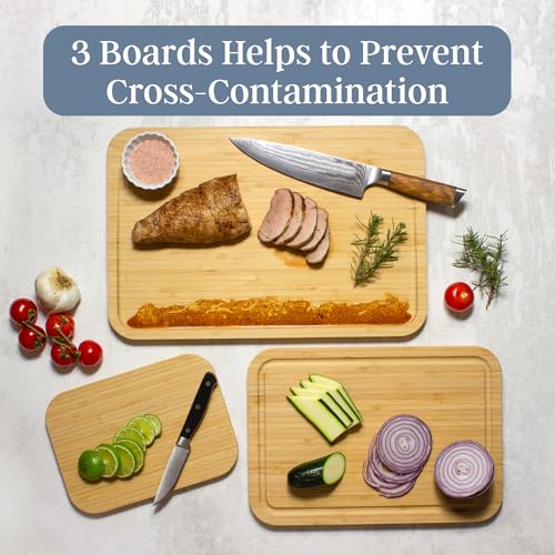 3 Piece Bamboo Cutting Board Set (3 Count)