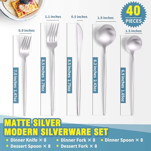 Matte Silverware Set for 8 (40 Count)