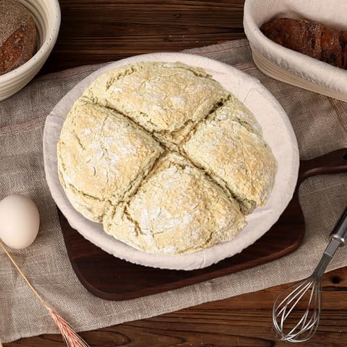 Banneton Bread Proofing Basket 10 Inch Sourdough Proofing Basket with Liner (4 Count)