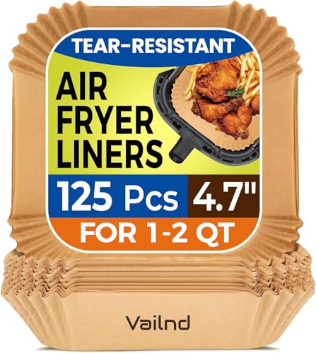 125PCS 4.7 Inch Square Air Fryer Liners Disposable for 1 (125 Count)