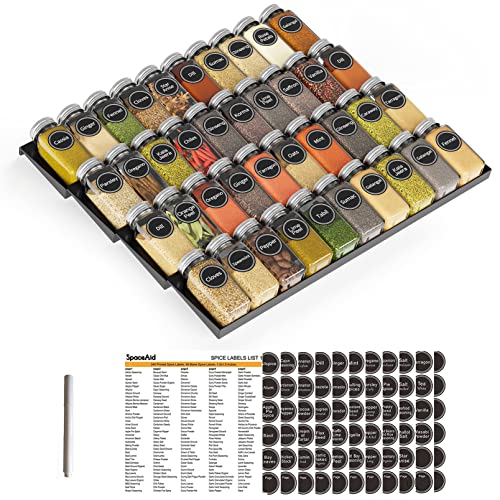 Spice Drawer Organizer with 40 Spice Jars