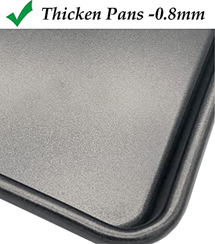 Small Cookie Sheets 11X9 Inch 2Pcs Mini Baking Pan Toaster Oven Tray Nonstick Thicken Brushed Carbon Steel Magnetic No Warp 1 to 2 Person Bakeware By HYTK (2 Count)