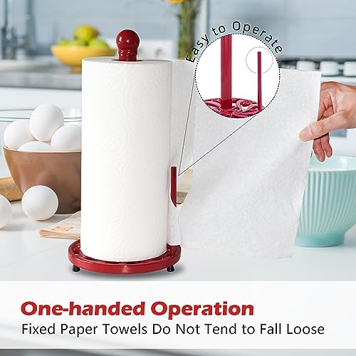 Red Cast Iron Paper Towel Holder for Kitchen Countertop