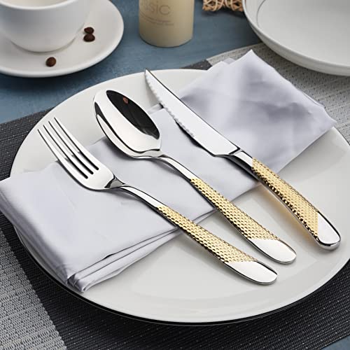 40 Piece Gold Silverware Set Stainless Steel Flatware Set Cutlery Set (20 Count)