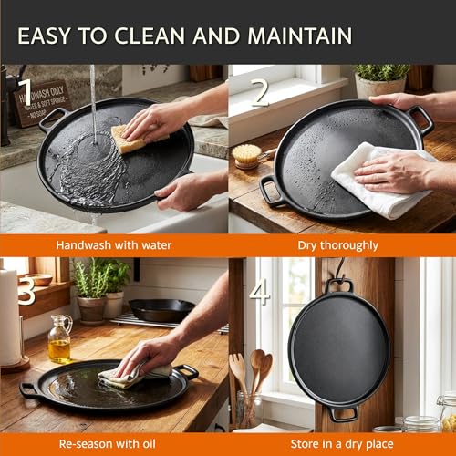 Cast Iron Pizza Pan with Dual Handles