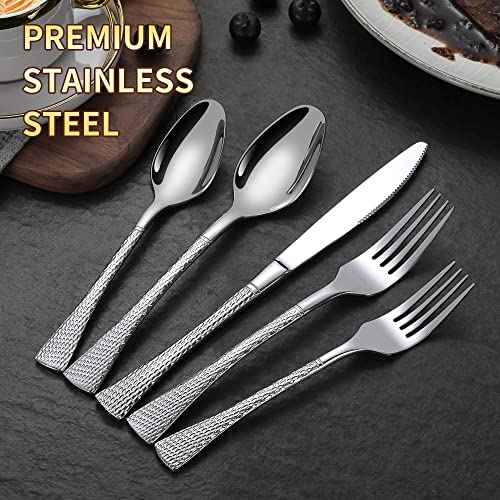 Hammered Silverware Set (30 Count)