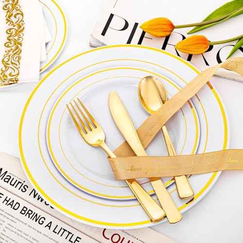 60 Pcs Gold Plastic Plates (60 Count)