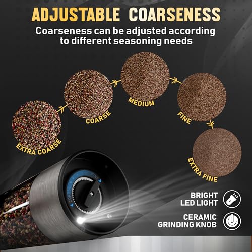 Electric Rechargeable Salt and Pepper Grinder Set with Tray