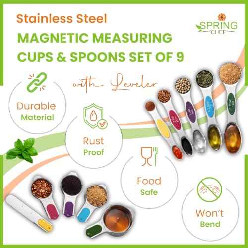 9 Magnetic Measuring Cups & Spoons Set w