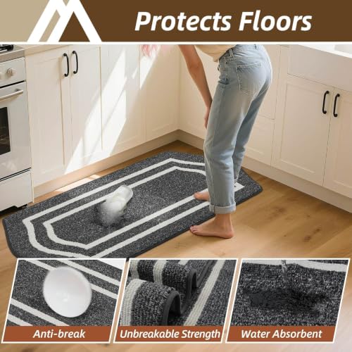 Kitchen Rugs Set of 2PCS Non Slip Kitchen Mats for Floor (2 Count)