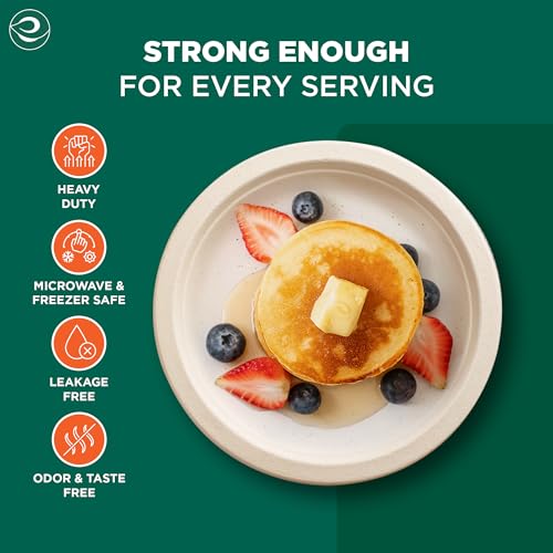 10 Inch Disposable Bagasse Paper Plates (400 Count)