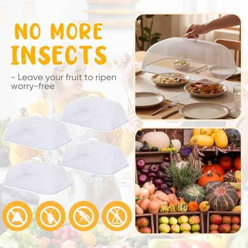 4 Pcs Metal Mesh Screen Food Cover for Outdoors Set Large 18.5 Inch Mesh Food Tents for Picnic Indoor Plate (4 Count)