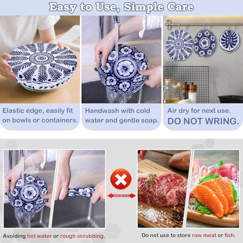 5Pcs Reusable Beeswax Elastic Bowl Covers for Bread Proofing and Food Cover (5 Count)