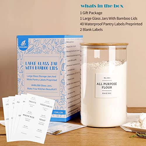 1 Gallon Large Glass Food Storage Containers With Airtight Bamboo Lid