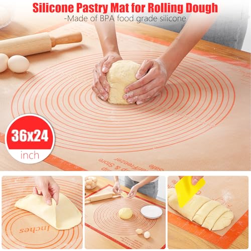 Silicone Pastry Mat 36X24 Inch Baking Mat for Rolling Out Doug