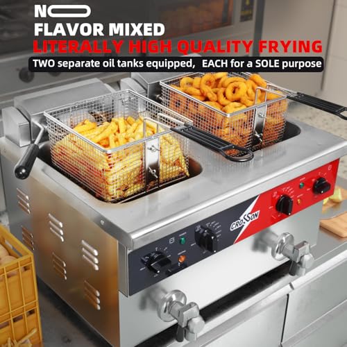 16L Dual Tank Countertop Electric Deep Fryer with "Swing