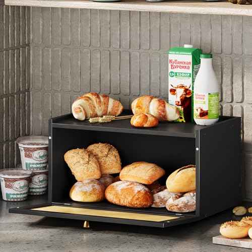 Rattan Bamboo Bread Box for Kitchen Counter Large Capacity Bread Storage Bin Farmhouse Bread Storage Container Rustic Bread Holder