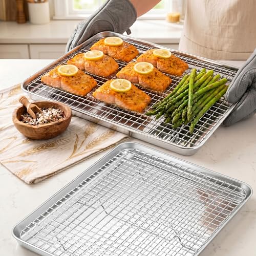 Large Baking Sheet with Wire Cooling Rack (4 Count)