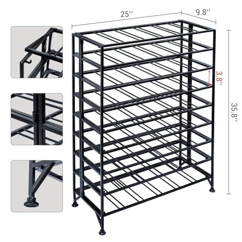 9 Tier Gray Metal Freestanding Wine Rack Holds 54 Bottles