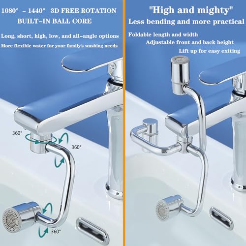 Universal Sink Faucet 1440° Rotatable Faucet Aerator Extension