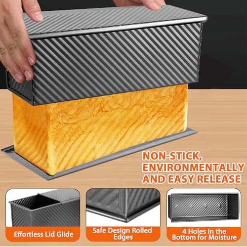 Non Stick Pullman Loaf Pan with Lid 13x4 Inch