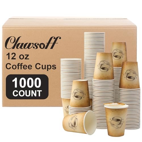 1000 Pack 12 oz Coffee Cups Disposable Hot Paper Cups (1000 Count)