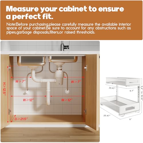 2 Pack 20.47IN Depth Under Sink Storage Organizer (2 Count)